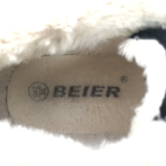 Beier Velvet Black Sneakers Flats Loafers Slipons Faux Fur Trim size 6.5 - Picture 8 of 8